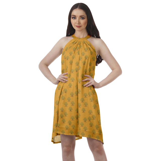 Moomaya Tunique Grande Taille à Col Licou en Rayonne Sans Manches Débardeur Mini Robe T-Shirt