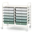 thumbnail image 1 of Costway 12-Drawer Rolling Art & Craft Storage Cart with Removable Drawers, Metal Frame, Lockable Wheels Gradient Green, 1 of 6