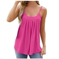 thumbnail image 3 of AherBiu Boho Tank Tops for Women Eyelet Hole Spaghetti Strap Low Cut Sleeveless Ruched Loose Shirts Blouse, 3 of 5