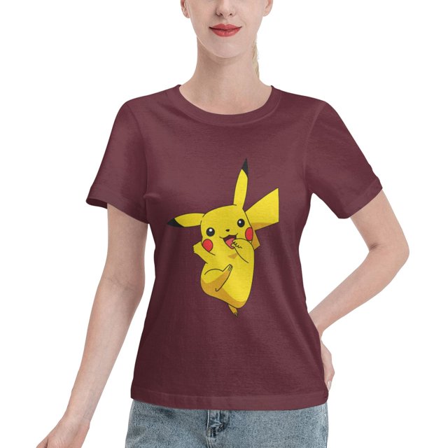 T-Shirt Basique à Manches Courtes pour Femmes Pikachu