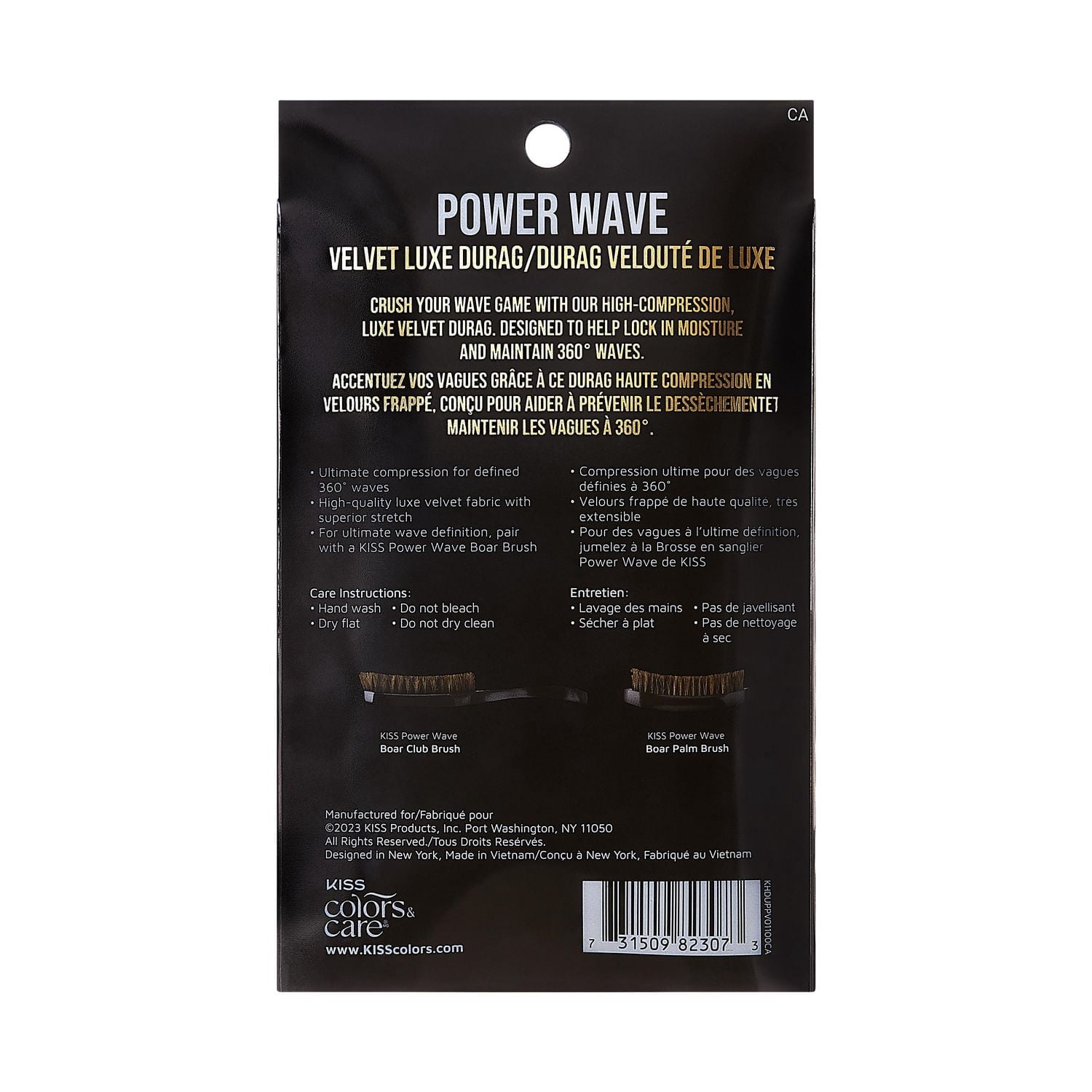 KISS - Durag velouté de luxe Power Wave Colors & Care - Noir