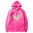 thumbnail image 5 of Plebaso Sweat à Capuche Imprimé Cœur pour Femmes, Manches Longues, Pull Ample avec Poches, 5 of 5