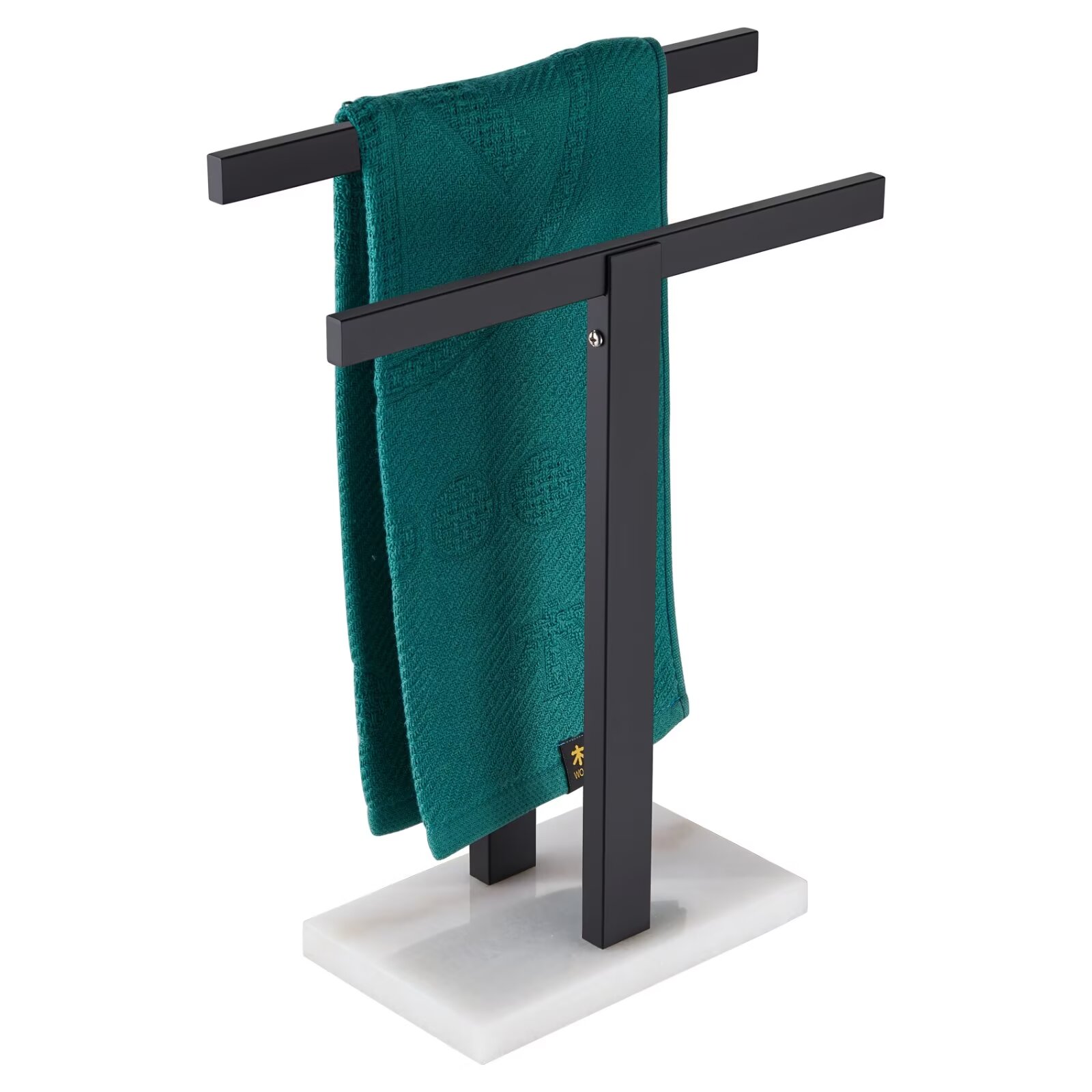 KOKOSIRI Hand Towel Bars Matte Black Towel Racks with Marble Base for Bathroom Kitchen Vanity Countertop, Stainless Steel 15.7'' Height THS0001-SM-BK