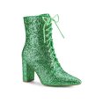 thumbnail image 1 of Unique Bargains Bottines à Paillettes à Talon Bloc à Bout Pointu pour Femmes, 1 of 8