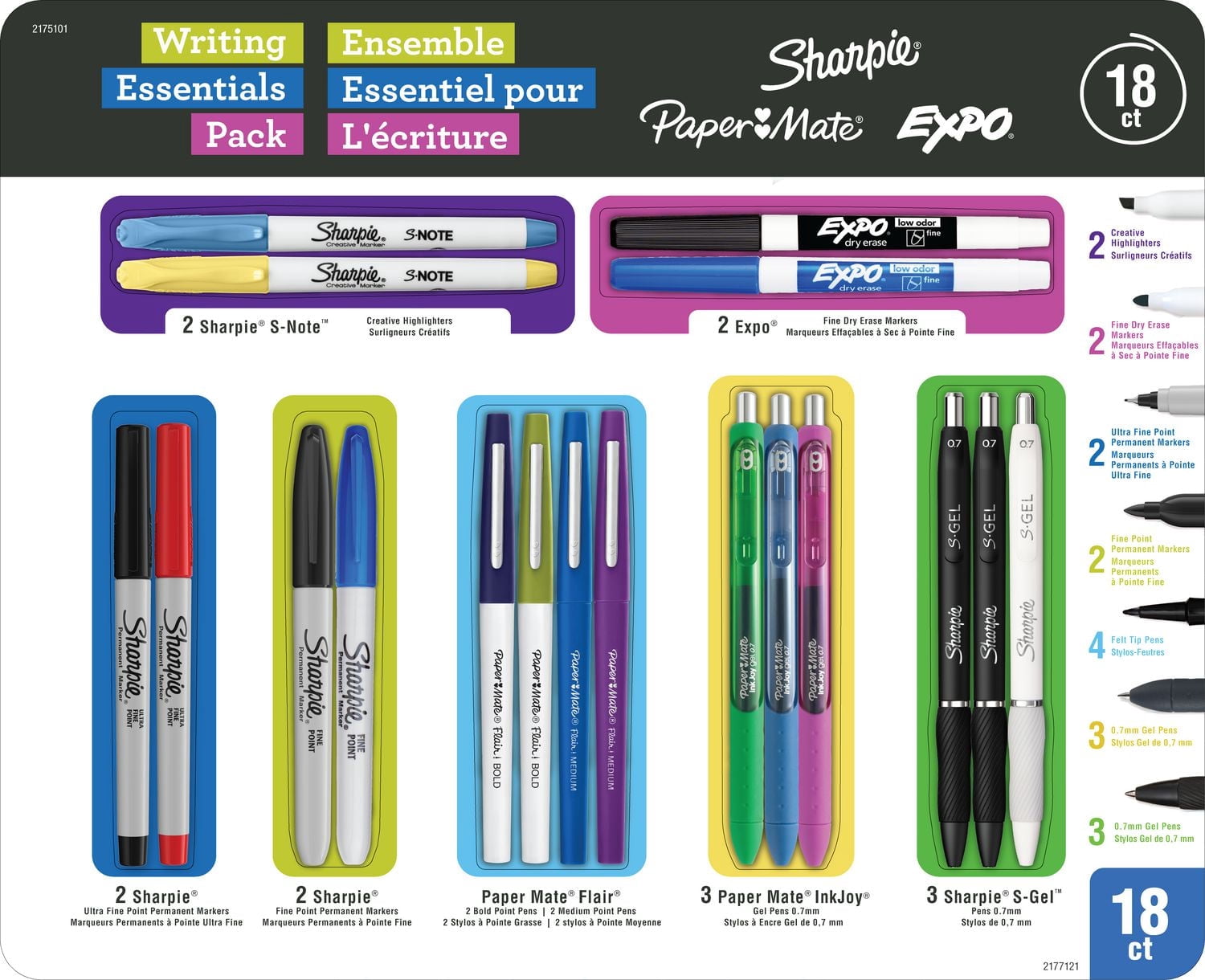 Ensemble d'accessoires d'écriture assortis, 18 pièces