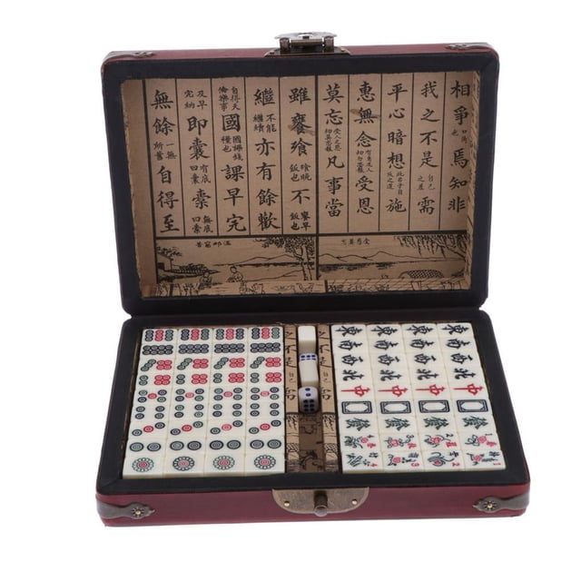 TISHITA Ensemble de Voyage Chinois Mahjong avec Étui, Mini pour Amusement Familial Taille Compacte