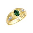 thumbnail image 3 of RYLOS Men's Rings Yellow Gold Plated Silver Rings Classic Designer Style 8X6MM Gemstone & Diamond Ring Green Sapphire September Birthstone Rings For Men  Size 13, 3 of 7