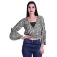 thumbnail image 1 of Moomaya Printed Womens Crop Top Wrap Style Top Wear Ruffle Long Sleeve Casual Summer Blouse, 1 of 5