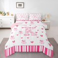 thumbnail image 2 of Erosebridal Bowknot K Bedding Full Comforter Set, Initial A to Z Letter Down Comforter, Geometric Stripe Decor, Reversible, 2 of 8