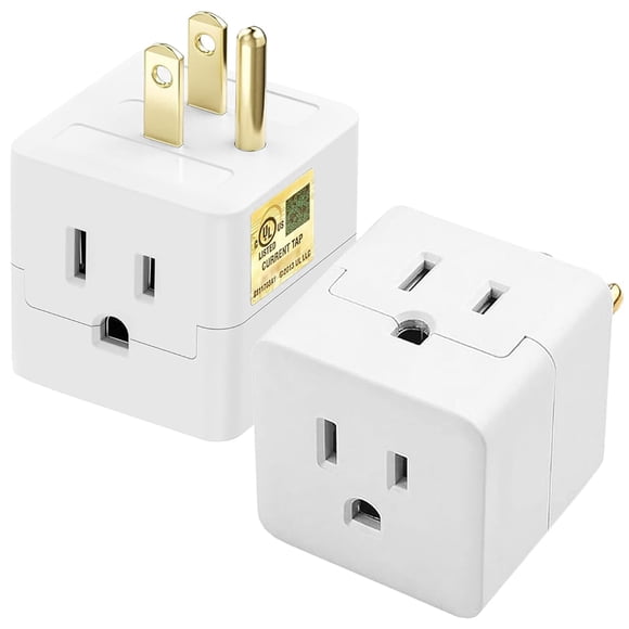 Adaptateur Mural Multiprise 3 Prises Adaptateur Mural 3 Prises Répartiteur Multiprises Adaptateur 3 Broches-Prise Murale Mise à la Terre Expandeur de Prises UL Listed Blanc Lot de 2