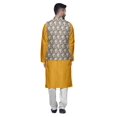 thumbnail image 3 of Atasi Kurta Pyjama Traditionnel Uni à Col Mandarin avec Ensemble de Veste Imprimée, 3 of 3