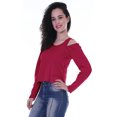 thumbnail image 3 of Moomaya Womens Cold Shoulder Short Top Solid Full Sleeves Summer Tee Tops, 3 of 6