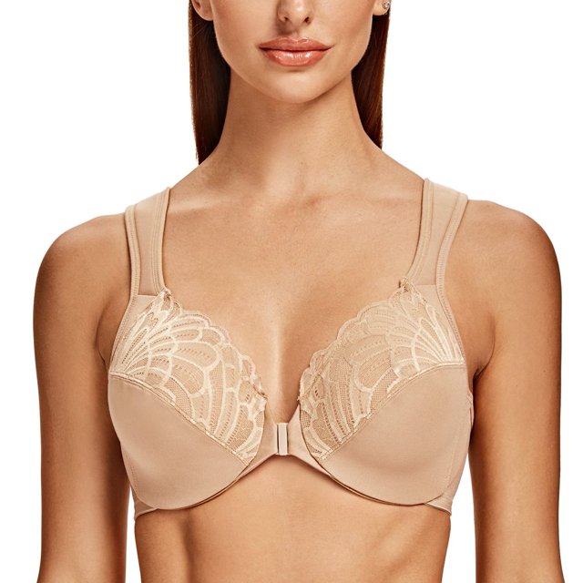 CHUANK Underwire Front Closure Bras for Women Black 34B