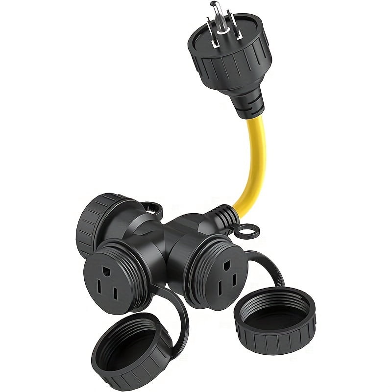 JUNWELL Heavy Duty 6-Foot Outdoor Extension Cord with 3 Outlets  15A  12AWG SJTW  ETL Listed