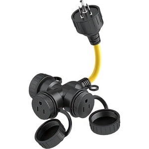 JUNWELL Heavy Duty 6-Foot Outdoor Extension Cord with 3 Outlets  15A  12AWG SJTW  ETL Listed
