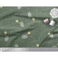thumbnail image 3 of Soimoi Green Rayon Crepe Fabric Musical Symbol & Star Print Fabric by the Yard 46 Inch Wide, 3 of 3
