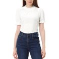 thumbnail image 1 of INSPIRE CHIC Chemise à Col Volanté pour Femmes Manches Courtes Hauts en Velours Blouse TP Blanc, 1 of 6