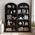 thumbnail image 3 of EDTara Arched Bookcase with Doors 5 Shelf Bookshelf Tall Bookcase Farmhouse Display Storage Rack Wooden Bookshelves for Home Office, Living Room, 3 of 9