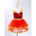 thumbnail image 3 of Hansber Robe Tutu de Danse pour Filles Enfants Paillettes Jazz Fête Danse Costume de Performance Rouge 6, 3 of 7