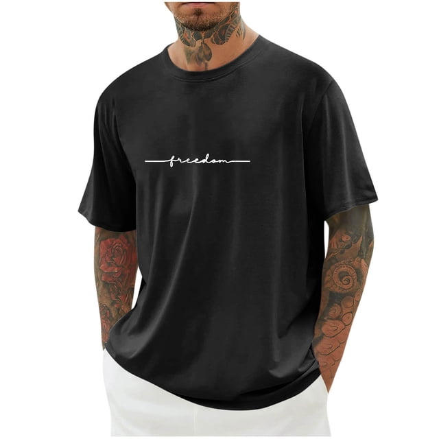 Chemises pour Hommes, Hommes Imprimé Col Rond Décontracté Mode Manches Courtes Blouses Col Rond Chemises
