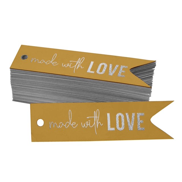 Inkdotpot Real Silver Foil Made With Love Text Tags Favor Hang Paper Tags 50 Pieces