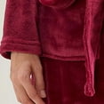 thumbnail image 4 of Womens Soft Warm Robe, Fleece Thick Long Sleeve Bathrobe, Unisex Fall Winter Flannel Pajamas Robes with Pockets L, 4 of 9