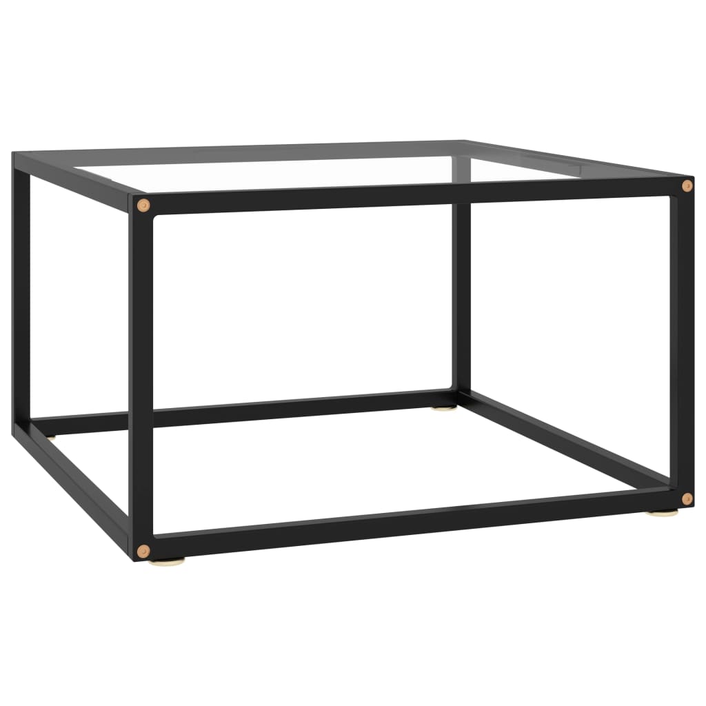 vidaXL Table Basse Noire avec Verre Trempé 60x60x35 cm