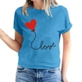 thumbnail image 2 of Meichang Hauts pour Femmes T-Shirts de la Saint-Valentin T-Shirts de Fête à Col Rond T-Shirts à Imprimé Cœur d'Amour T-Shirts à Manches Courtes Jolis Tees Blouses en Liquidation, 2 of 5
