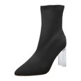 thumbnail image 1 of B91xZ Womens Boots Fall Elastic Chunky Heel Lug Sole Booties,Black 8, 1 of 5