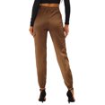 thumbnail image 3 of Unique Bargains Women's Drawstring Elastic High Rise Silky Satin Cargo Solid Pants Coffee XS, 3 of 7