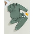 thumbnail image 2 of SUNSIOM Baby Boy 2 Piece Outfit Solid Color Button Long Sleeve Rompers and Elastic Pants Fall Clothes, 2 of 9