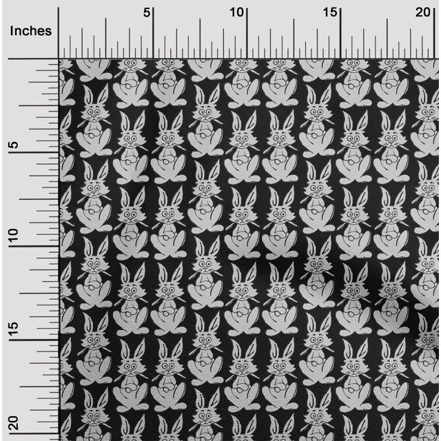 oneOone Cotton Flex Fabric Rabbit Block Printed Craft Fabric BTY 40 Inch Wide