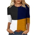 thumbnail image 1 of IROINID Rabais T-Shirts pour Femmes à Manches 3/4 Imprimés T-shirt Ample Blouse Mi-Longue Col Rond Hauts de Détente, Orange, 1 of 4
