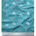 thumbnail image 1 of Soimoi Poly Georgette Fabric Clouds & Bullfinch Bird Print Fabric by Yard 52 Inch Wide, 1 of 3