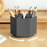 360 Degree Rotating Pen Holder | Desk Organizer with Multi Compartment Stationery Storage | Swivel Pencil Cup for Office School Home Study Desk Accessories