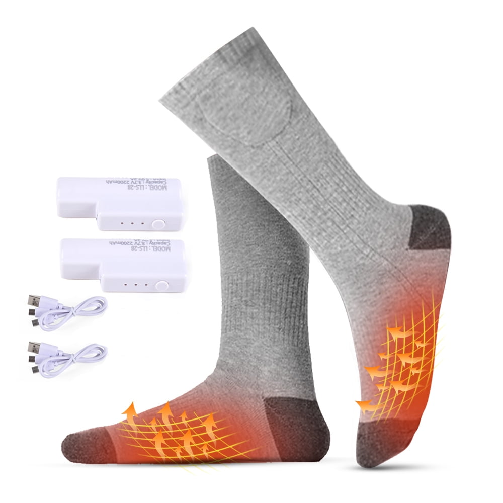 Yeacher Winter Heating Socks Rechargeable Electric Heated Socks Battery Powered Cold Weather Cotton Socks with 3 Level Temperature Setting for Men Women Outdoor Riding Camping Hiking Fishing Skiing