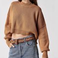 thumbnail image 2 of CEHVOM Women's Fashion Round Neck Solid Color Loose Fitting Pullover Sweater Clearance, 2 of 6