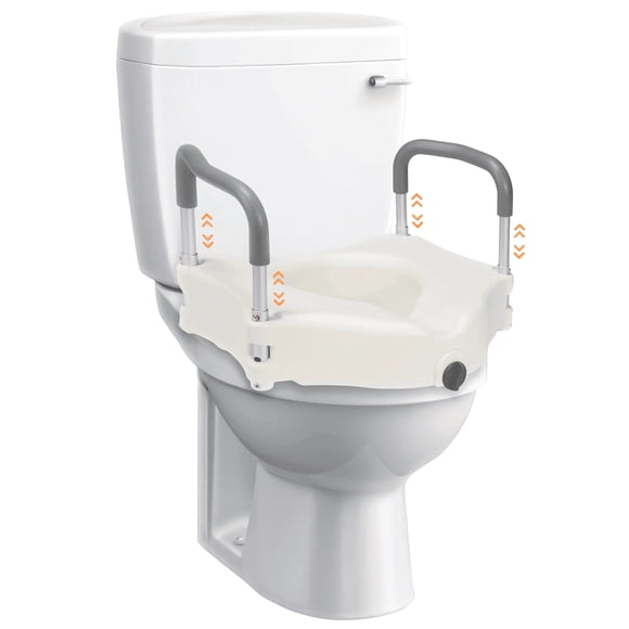 MaxKare Raised Toilet Seat with 2-Level Adjustable Height Handles