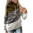 thumbnail image 2 of CEHVOM Women Color Matching Hooded Turtleneck Long Sleeve Sweatshirt Pullover Tops, 2 of 6