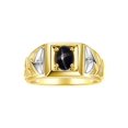 thumbnail image 1 of RYLOS Men's Rings Yellow Gold Plated Silver Rings Designer Weave Band 7X5MM Gemstone  Ring Black Star Sapphire March Birthstone Rings For Men Size 10, 1 of 7