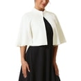 thumbnail image 4 of INSPIRE CHIC Boléro Formel pour Femme Col Rond Fendu Manches Courtes Soirée Cocktail Cape Blazer TG Blanc, 4 of 5