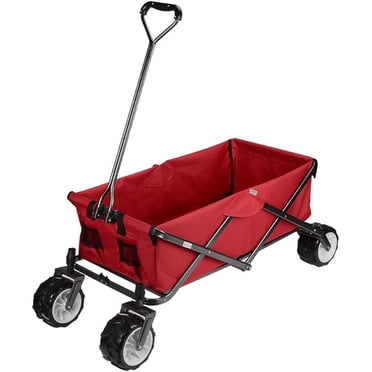 Collapsible Folding Outdoor Utility Wagon, All-Terrain Utility Garden Shopping Cart, 165Lbs Capacity