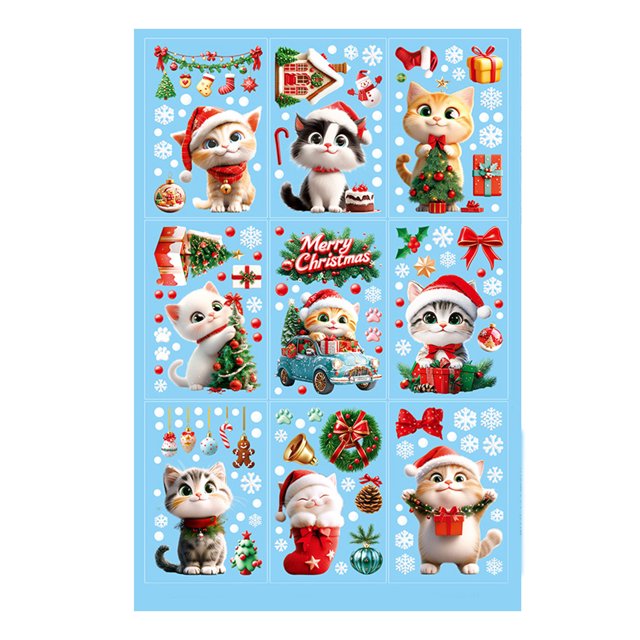 pitrice 9pack/lot Christmas Window Stickers Reusable Snowman Print Decoration Christmas Stickers For Windows E