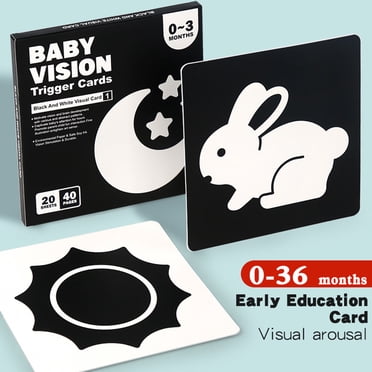 1 Boîte Cartes Bébé Noir Blanc Nourrissons Carte Flash à Fort Contraste 0-3 Mois Nouveau-Nés Stimulation Visuelle Cerveau Sensoriel Développement Carte en Papier Jouet