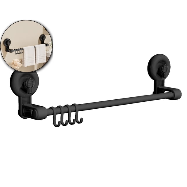 Dvruxg Suction Cup Towel Rack, Punch-Free Bathroom Organizer, Multi-Hook Bath Towel Storage for Shower Use