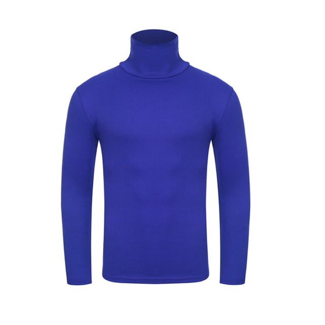 EGNMCR T-shirt à Enfiler pour Homme de Base de Couleur Unie Bleue, avec Col Roulé et Manches Longues. Fabriqué en Tissu polyester Doux, Ce Haut Décontracté de Mode Hivernale Offre une Coupe Confortable et Douce pour la Peau. Le design simple de Couleur Unie Est Polyvalent pour s'Agencer à Diverses Tenues, Convient au Port Quotidien, au Bureau Ou aux Activités Extérieures en Automne et en Hiver.
