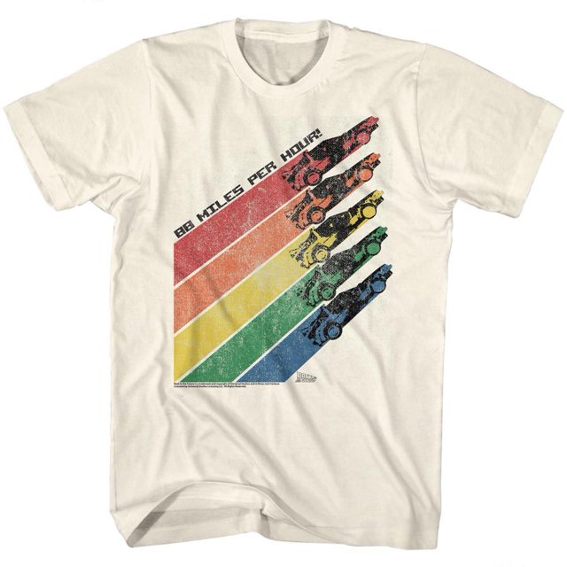 Back To The Future 1985 Comedy Action Movie�88 MPH Rainbow Adult T-Shirt Tee