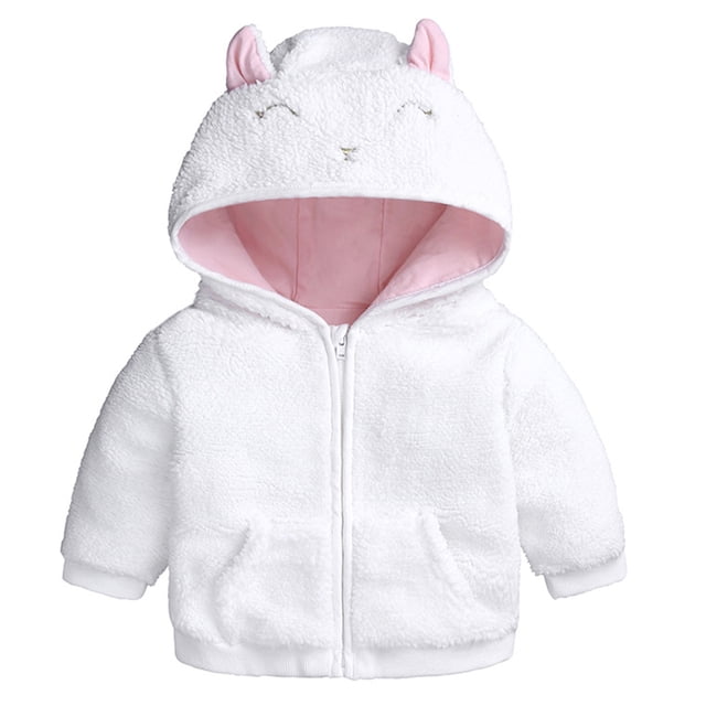 Girls Winter Coat Hooded Jacket with Rabbit Ears Windproof Thicken Zipper Warm Outwear for Toddler