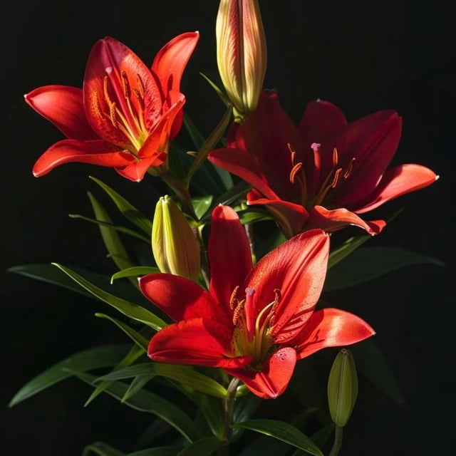 GSDWIUEW Lily Bulbs-2 or 4 Bulbs per Package Cold-Resistant Perennial Bulbs for Gardens, Easy-Grow. (Red,2)