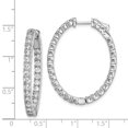 thumbnail image 2 of 925 Sterling Silver Polished Hinged hoop Safety clasp Rhodium Plated CZ Cubic Zirconia Simulated Diamond In and Out Oval, 2 of 3